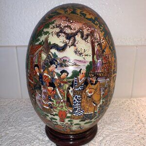 Japanese Vintage Satsuma Decorative Pottery Egg